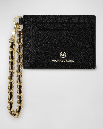 Shop Michael Michael Kors Jet Set Charm Small Chain Card Holder In Black