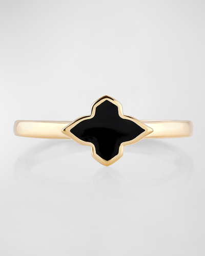 Shop Farah Khan Atelier 18k Yellow Gold Piano Black Minimalistic Ring