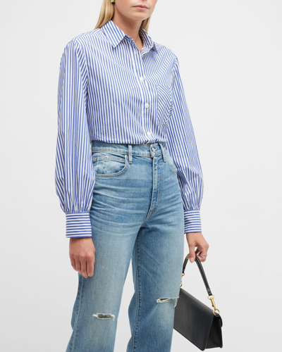 Shop Rag & Bone Maxine Striped Button-front Shirt In Blustripe