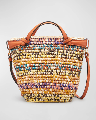 Shop Ulla Johnson Mallorca Mini Multicolor Raffia Crossbody Bag In Mosaic