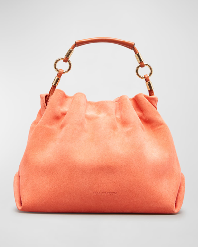 Shop Ulla Johnson Remy Mini Suede Top-handle Bag In Dahlia