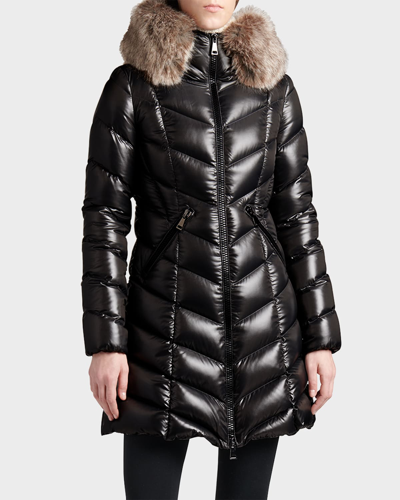 Shop Moncler Fulmarre Faux Fur Long Puffer Coat In Black