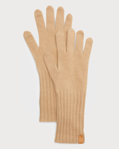 Shop Vince Cashmere Knit Gloves In Camel