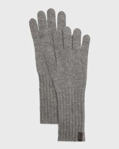 Shop Vince Cashmere Knit Gloves In Gray