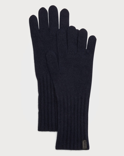 Shop Vince Cashmere Knit Gloves In Navy