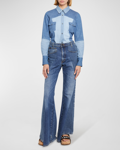 Shop Gabriela Hearst Foster Contrast Stitch Jeans In Medium/dark Wash
