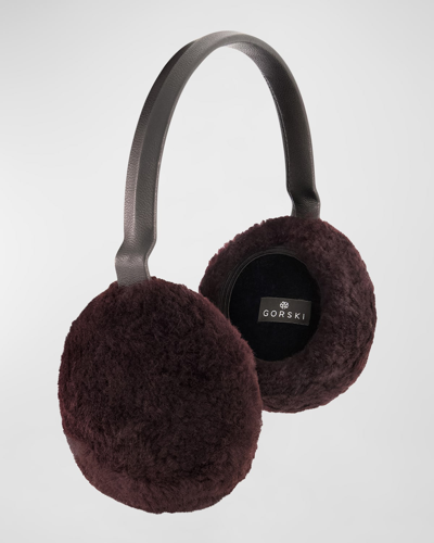 Shop Gorski Lamb Shearling Earmuffs In Burgundy