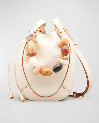 Shop Ulla Johnson Lee Stone Leather Pouch Bucket Bag In Cowrie