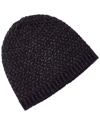 Shop Sofiacashmere Lurex Lattice Stitch Cashmere-blend Hat In Black