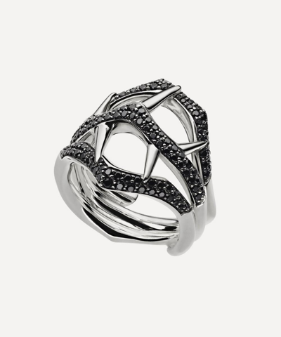 Shop Shaun Leane Sterling Silver Blackthorn Double Branch And Black Spinel Band Ringsterling Silver Blackthorne Doubl