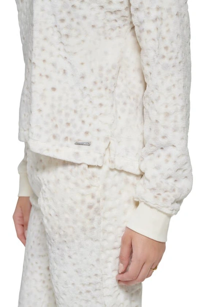 Shop Andrew Marc Sport Burnout Velour Sweatshirt In Ivory Snow Flurries