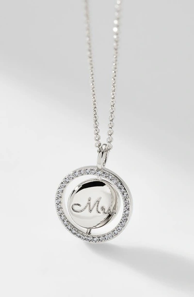 Nadri Smitten Miss/mrs. Pendant Necklace In Rhodium