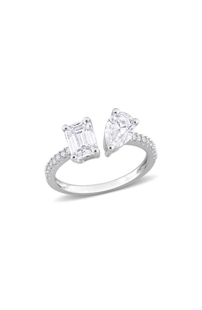 Delmar Sterling Silver Diamond Bypass Ring In Silver