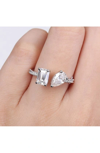 Delmar Sterling Silver Diamond Bypass Ring In Silver