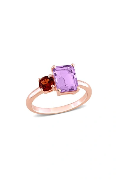 Delmar 14k Rose Gold Plated Sterling Silver Amethyst & Garnet Ring In Multicolor