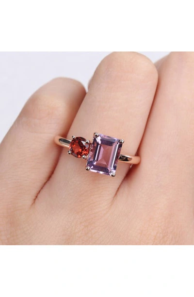 Delmar 14k Rose Gold Plated Sterling Silver Amethyst & Garnet Ring In Multicolor
