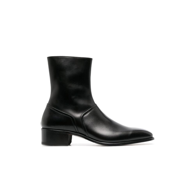 Shop Tom Ford Black Alec 40mm Zip Leather Ankle Boots