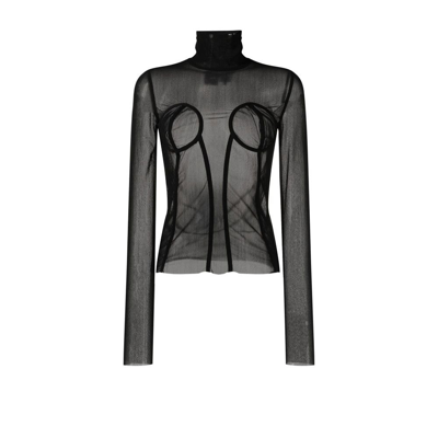 Shop Natasha Zinko High Neck Mesh Top - Women's - Viscose/spandex/elastane In Black