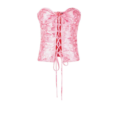 Shop Kim Shui Pink Floral Print Bustier Top