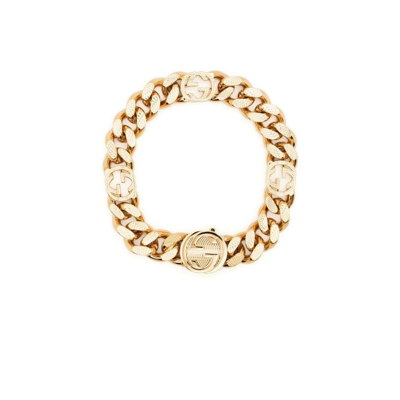Shop Gucci Gold Tone Interlocking G Chain Bracelet