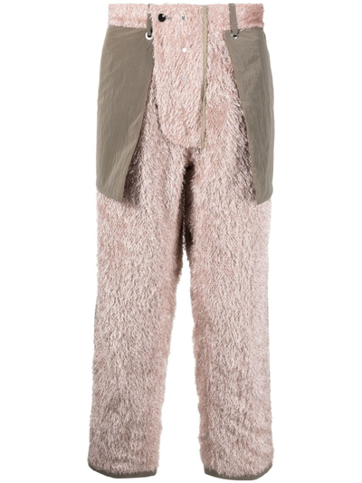 Shop Craig Green Pink And Grey Fleece Straight-leg Trousers