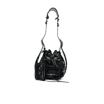 Shop Balenciaga Black Le Cagole Mini Leather Bucket Bag