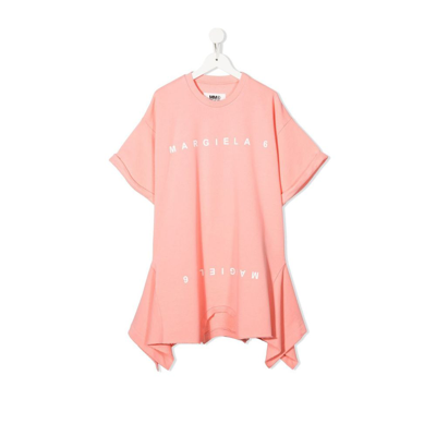 Shop Mm6 Maison Margiela Pink Upside Down Cotton T-shirt Dress
