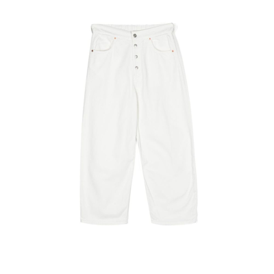 Shop Mm6 Maison Margiela White Buttoned Straight-leg Jeans