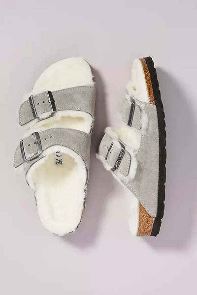 Shop Birkenstock Arizona Shearling-lined Sandals In Grey
