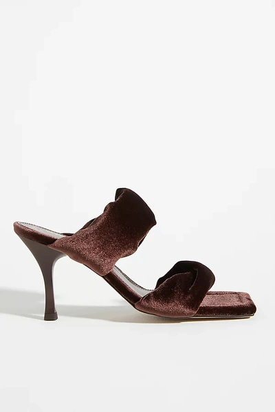 Shop Alohas Twist Velvet Heels In Brown