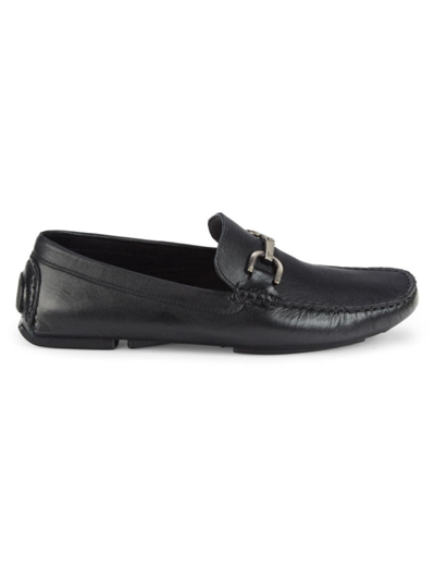 Shop Donald J Pliner Men's Victor Leather Driving Loafers In Black