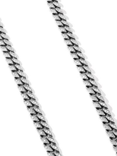 David Yurman 8mm Diamond Curb Chain Necklace In Silver