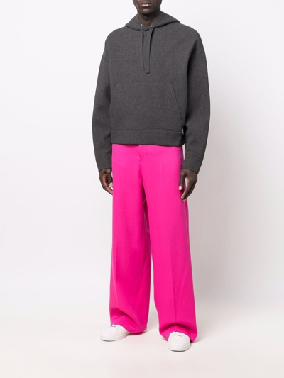 Ami Alexandre Mattiussi Wide-leg Trousers Featuring Button Detailing In Pink