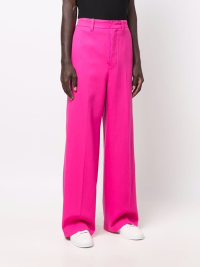 Ami Alexandre Mattiussi Wide-leg Trousers Featuring Button Detailing In Pink