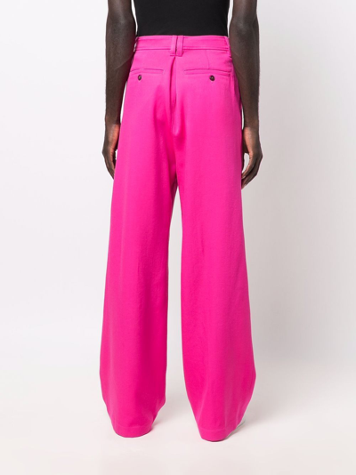 Ami Alexandre Mattiussi Wide-leg Trousers Featuring Button Detailing In Pink