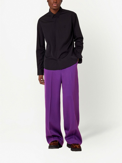 Shop Ami Alexandre Mattiussi Wide-leg Tailored Trousers In Purple