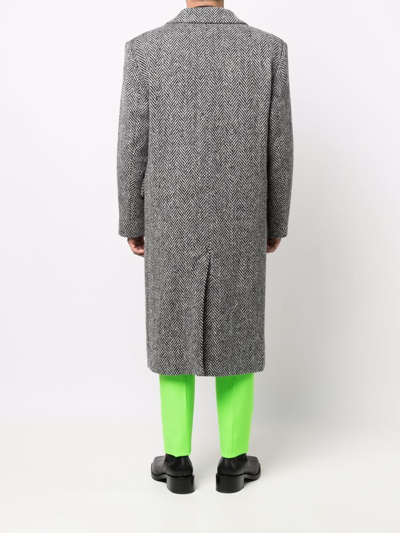 Ami Alexandre Mattiussi Chevron-pattern Single-breasted Coat In Grey