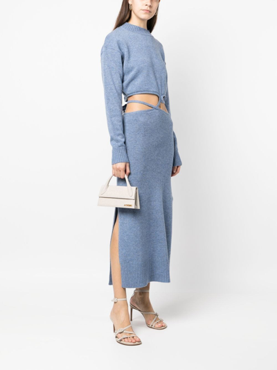 Jacquemus Long Linen Tote Bag With Single Strap In Nude