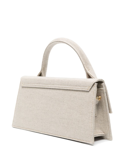 Jacquemus Long Linen Tote Bag With Single Strap In Nude