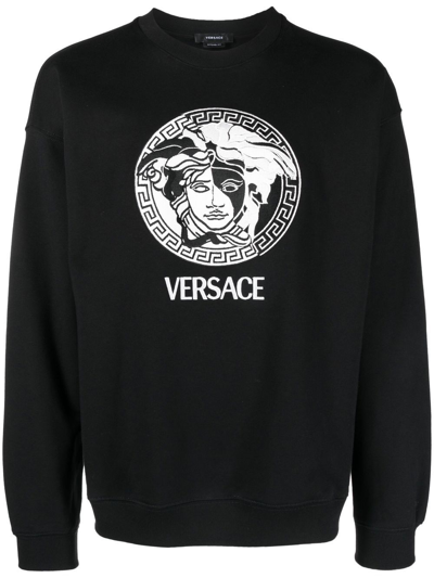 Versace Cotton Sweatshirt With Front Iconic Medusa In White | ModeSens