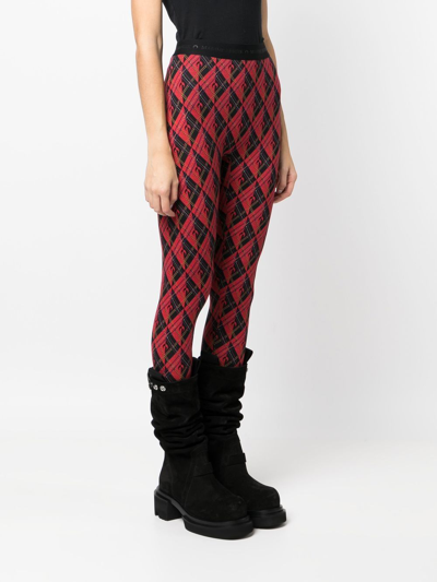 Shop Marine Serre Intarsia-logo Leggings In Rot