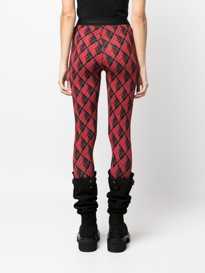 Shop Marine Serre Intarsia-logo Leggings In Rot