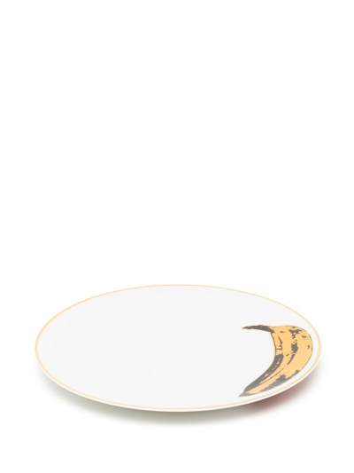 Shop Ligne Blanche Andy Warhol Banana-print Plate In White