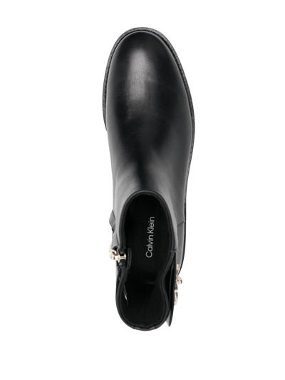 Calvin Klein 35mm Logo-plaque Ankle Boots In Schwarz
