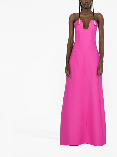 Shop Valentino Cut-out Strapless Gown In Pink