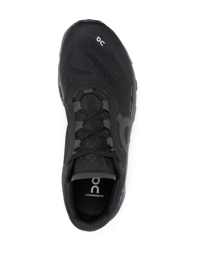On Running Cloudmonster Technical Fabric Sneakers With Perforated Rubber Sole In Schwarz