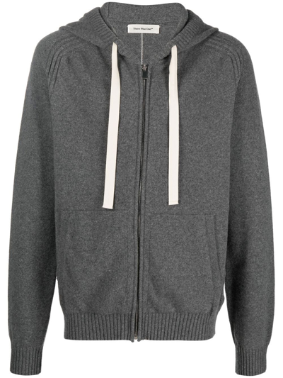 Shop There Was One Zip-up Knit Hoodie In Grey