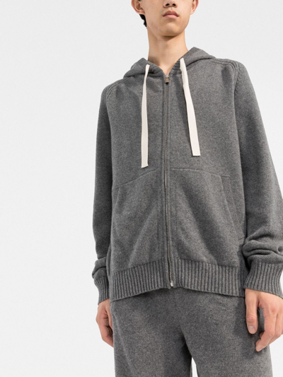 Shop There Was One Zip-up Knit Hoodie In Grey