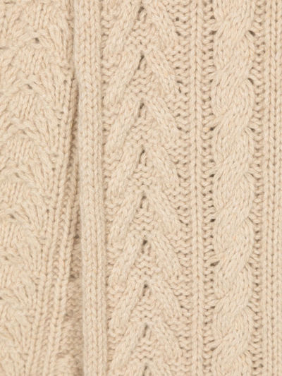 Shop Moncler Cable Knit Cashmere Scarf In Nude