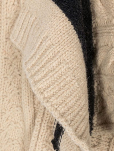Shop Moncler Cable Knit Cashmere Scarf In Nude